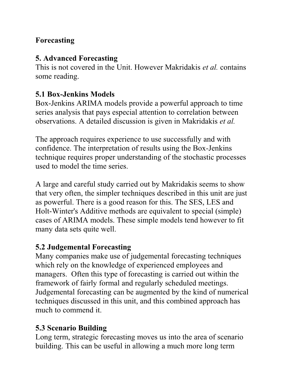 5. Advanced Forecasting