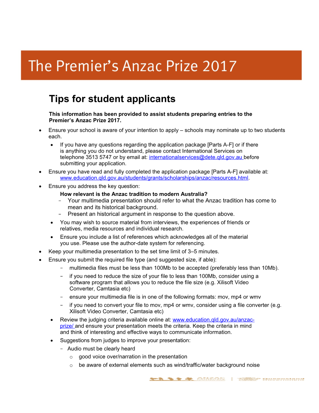 This Information Hasbeenprovided to Assiststudentspreparing Entries to Thepremier Sanzacprize