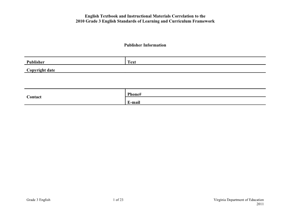 History and Social Science Textbook and Instructional Materials Correlation to The