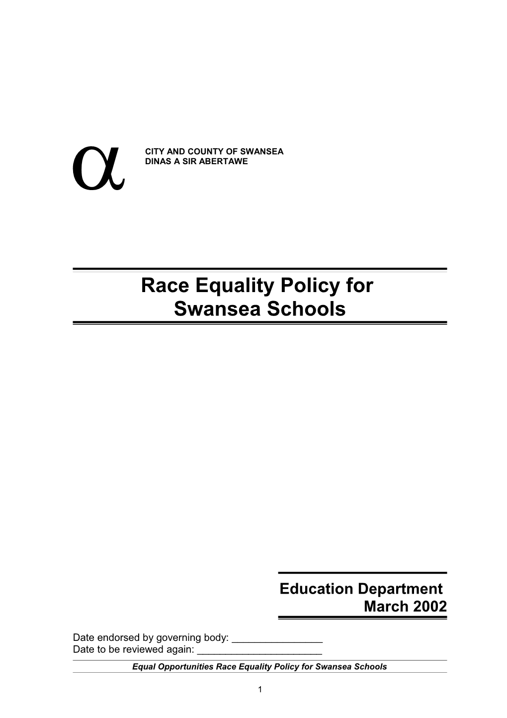 Race Equality Policy For