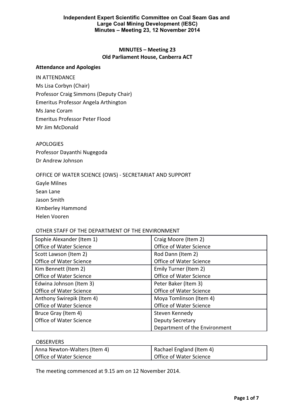 Independent Expert Scientific Committee on Coal Seam Gas And