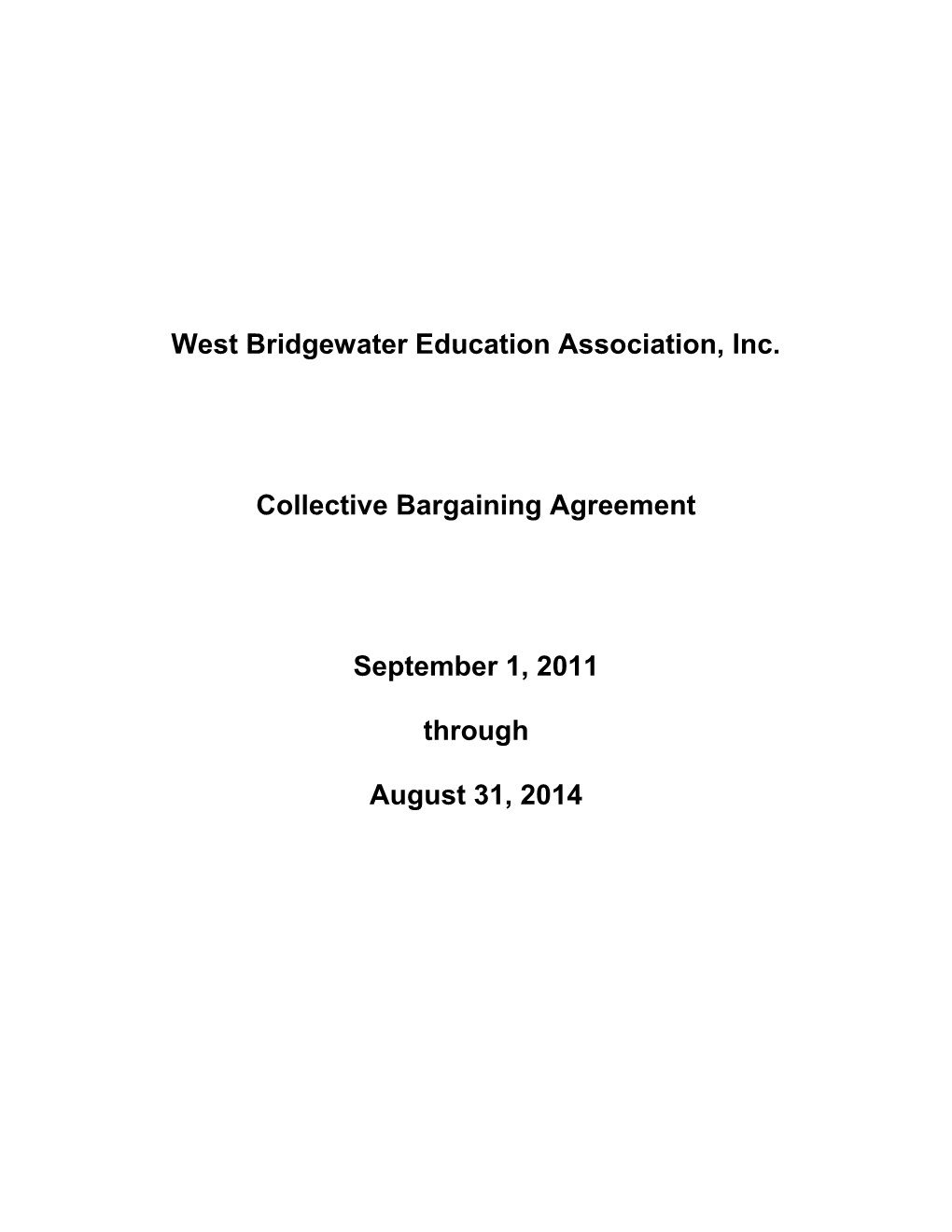 West Bridgewater Education Association, Inc