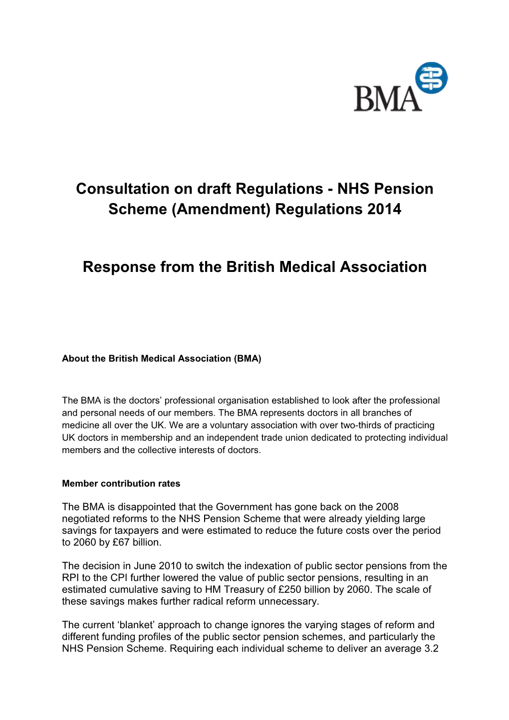 Consultation on Draft Regulations - NHS Pension Scheme (Amendment) Regulations 2014