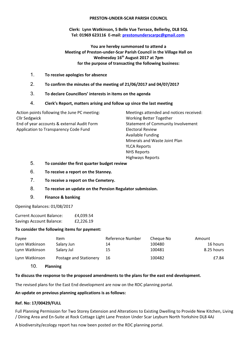 Preston-Under-Scar Parish Council