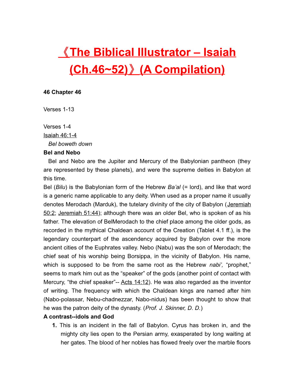 The Biblical Illustrator Isaiah (Ch.46 52) (A Compilation)