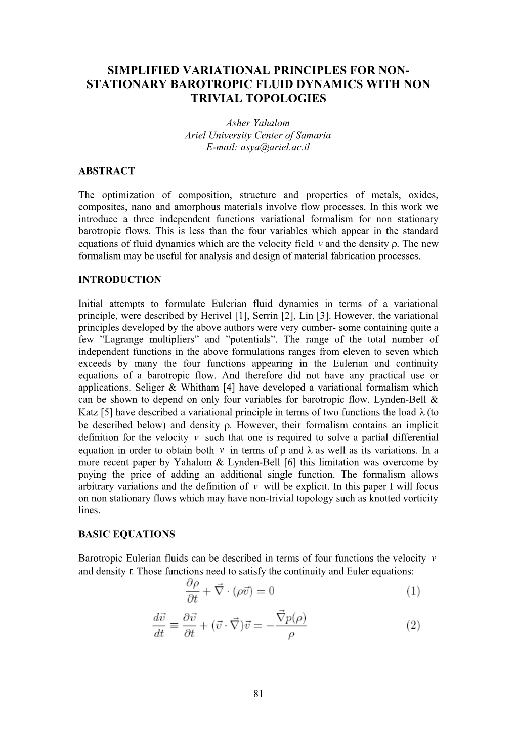 Simplified Variational Principles for Barotropic Fluid Dynamics