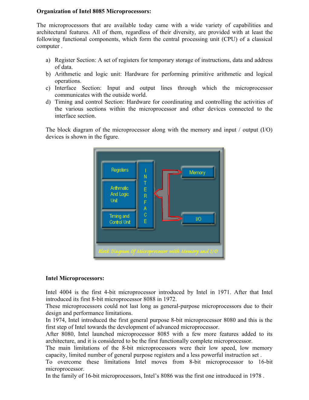 Organization of Intel 8085 Microprocessors