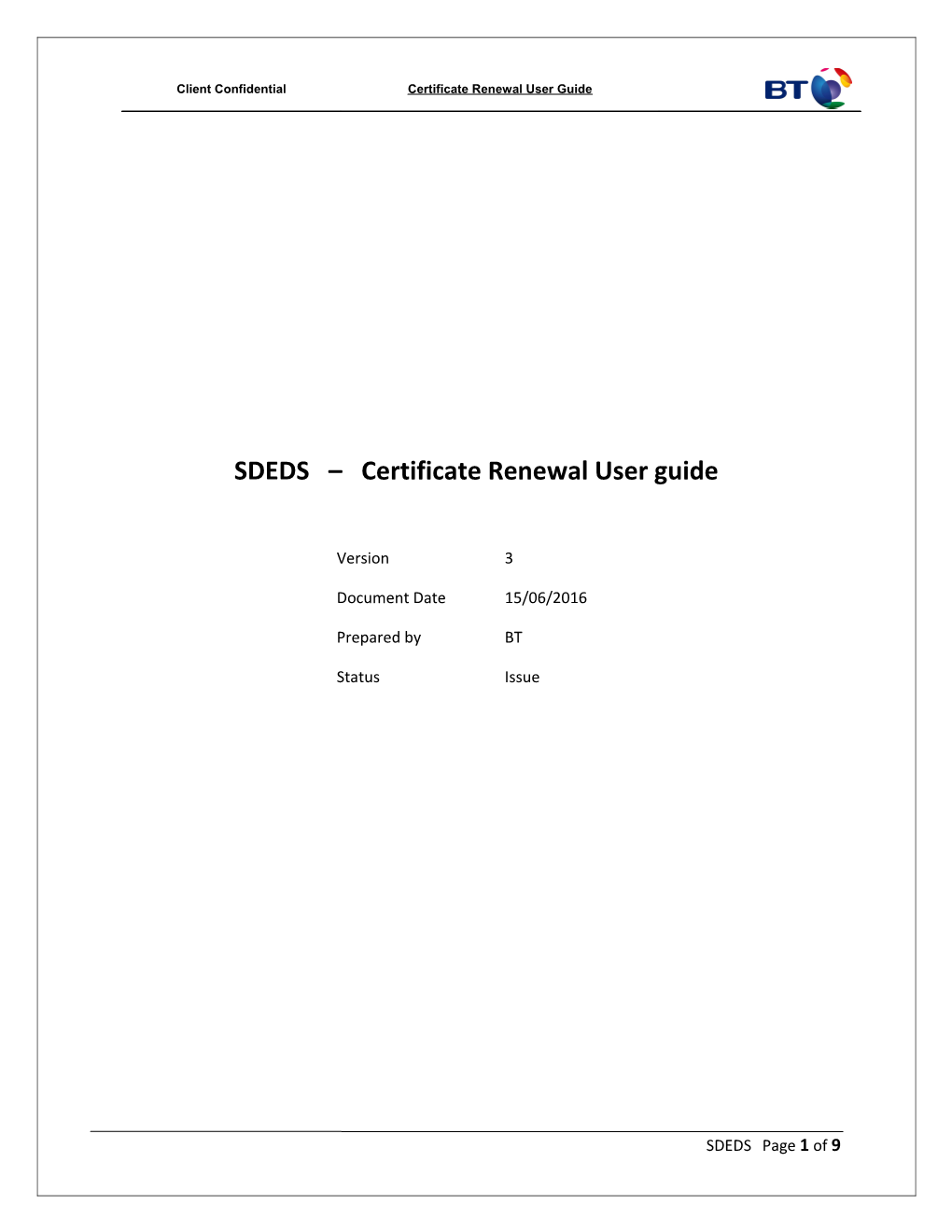 SDEDS Certificate Renewal User Guide