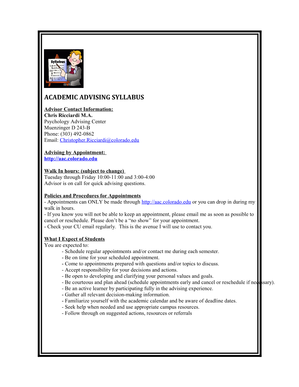 Academic Advising Syllabus s2