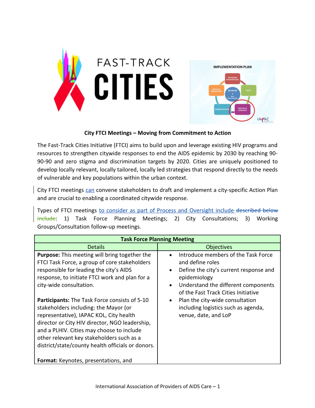 City FTCI Meetings Moving from Commitment to Action