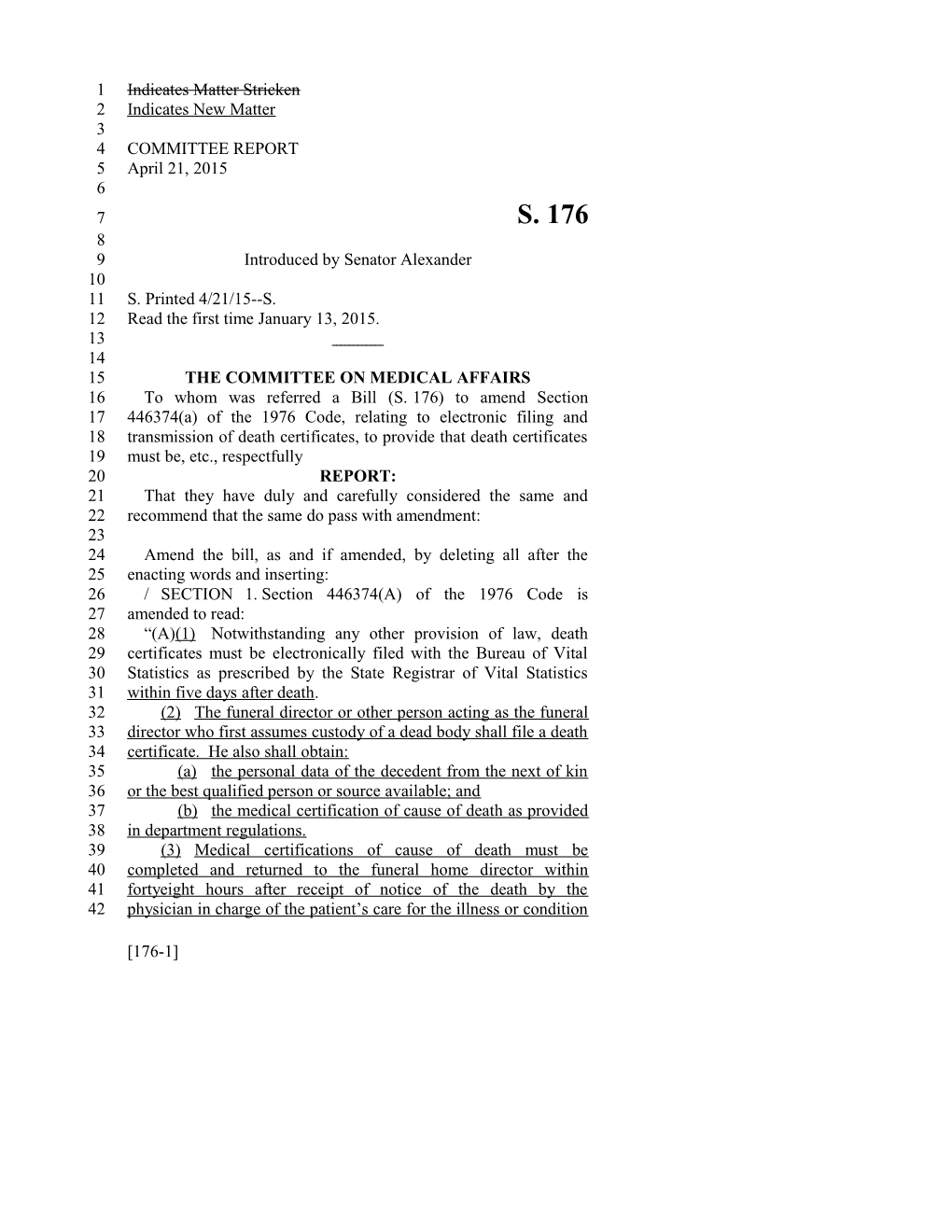 2015-2016 Bill 176 Text of Previous Version (Apr. 21, 2015) - South Carolina Legislature Online