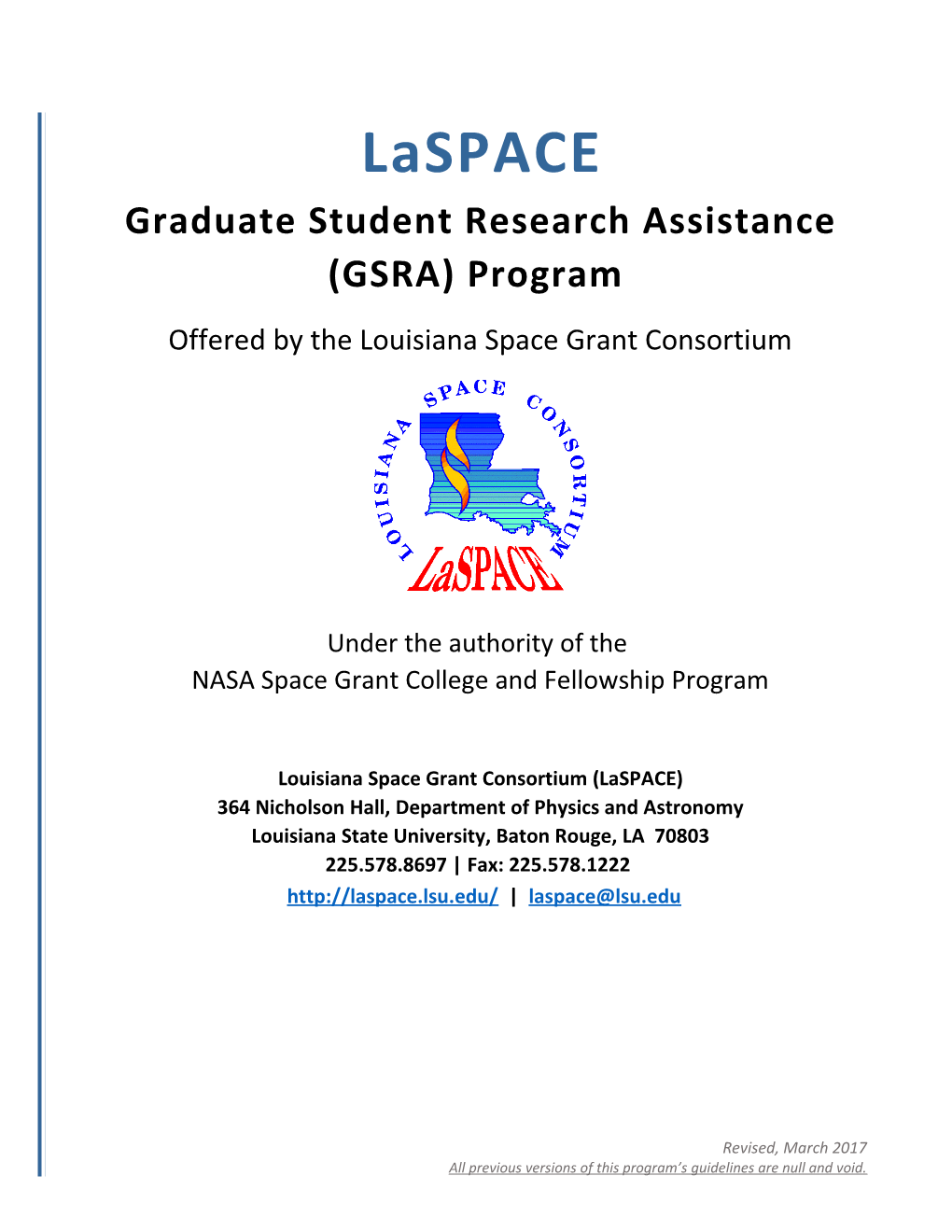 Graduate Student Research Assistance (GSRA) Program