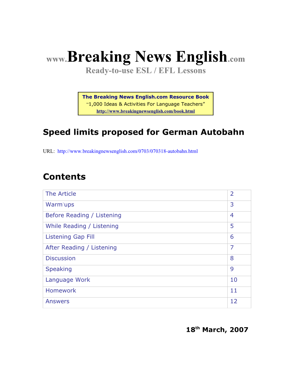 Speed Limits Proposed for German Autobahn