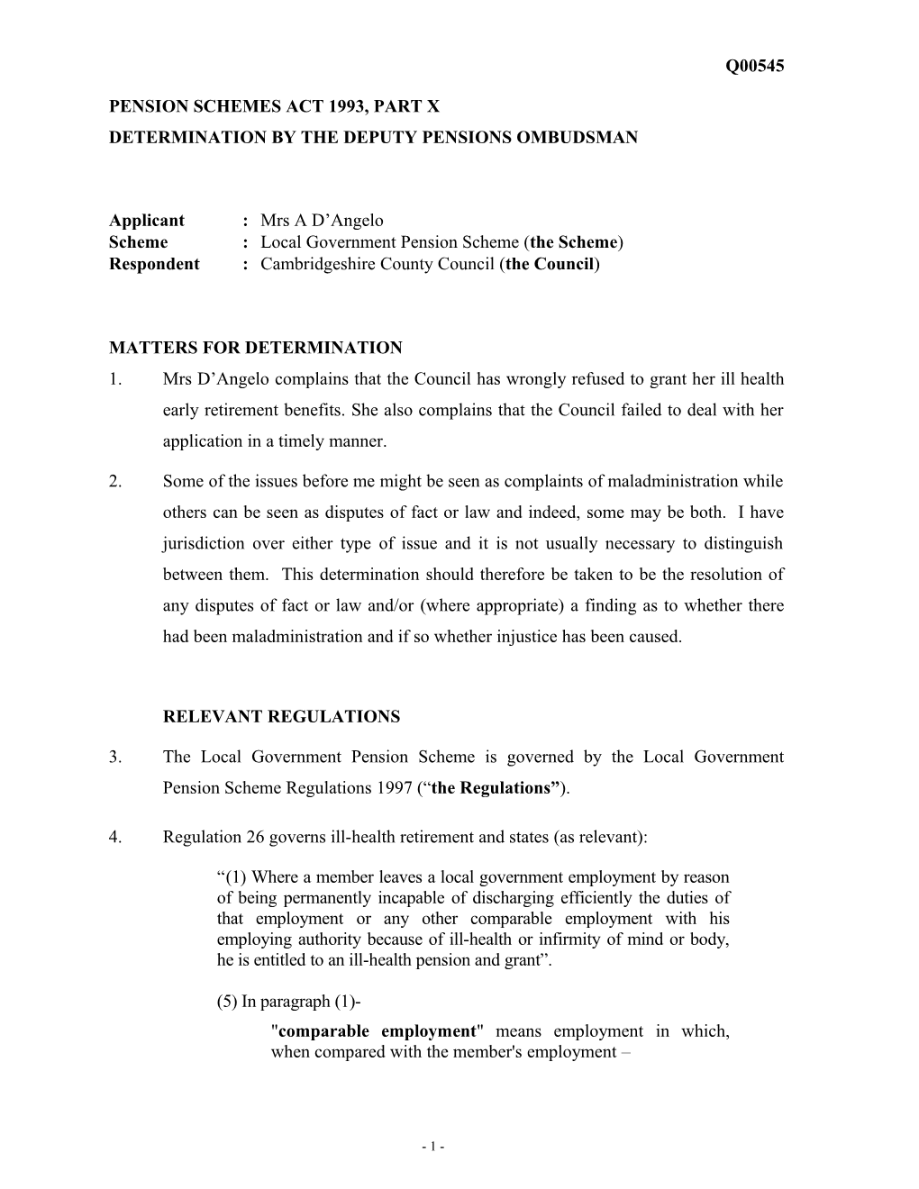 Pension Schemes Act 1993, Part X s7