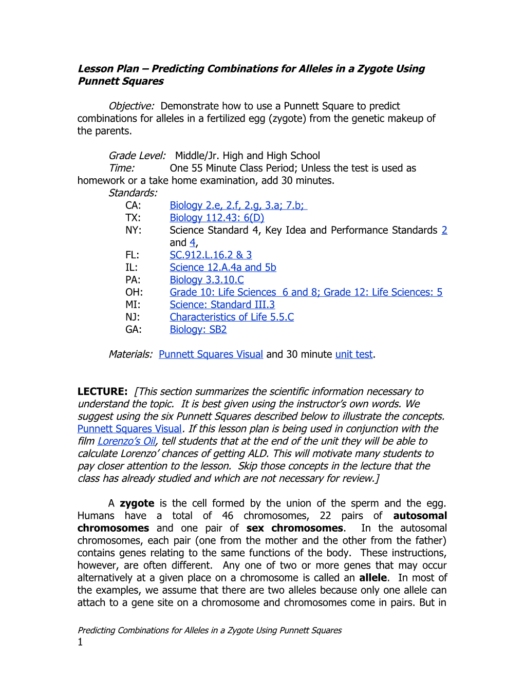 CA Biology Curriculum Standards 2