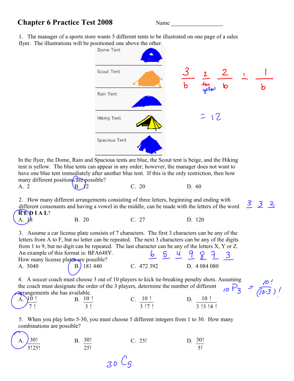 Chapter 6 Practice Test 2008