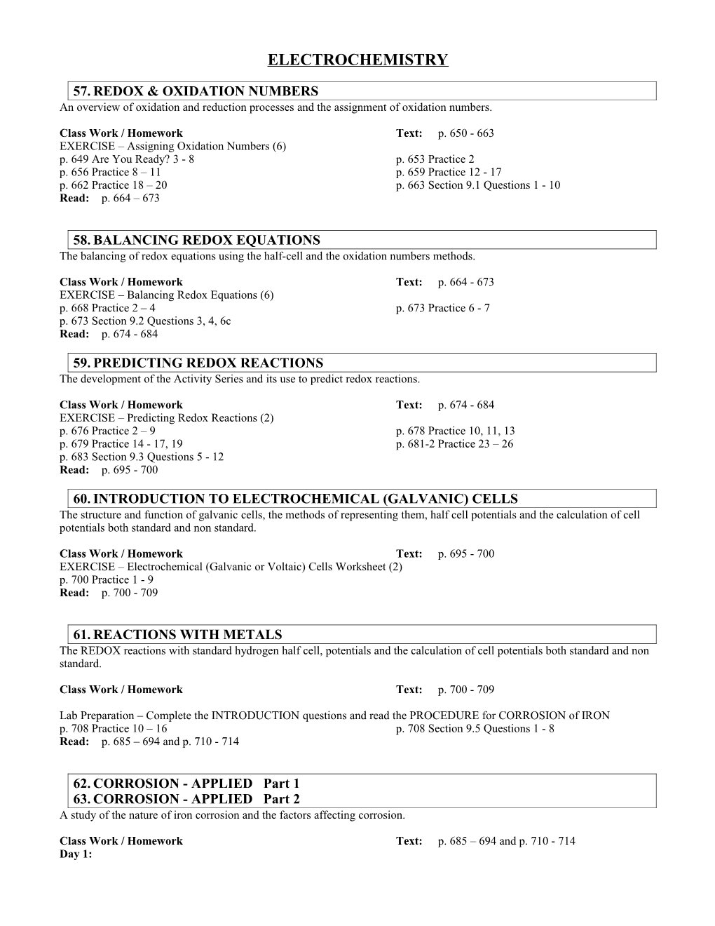 Balancing Redox Equations Exercise