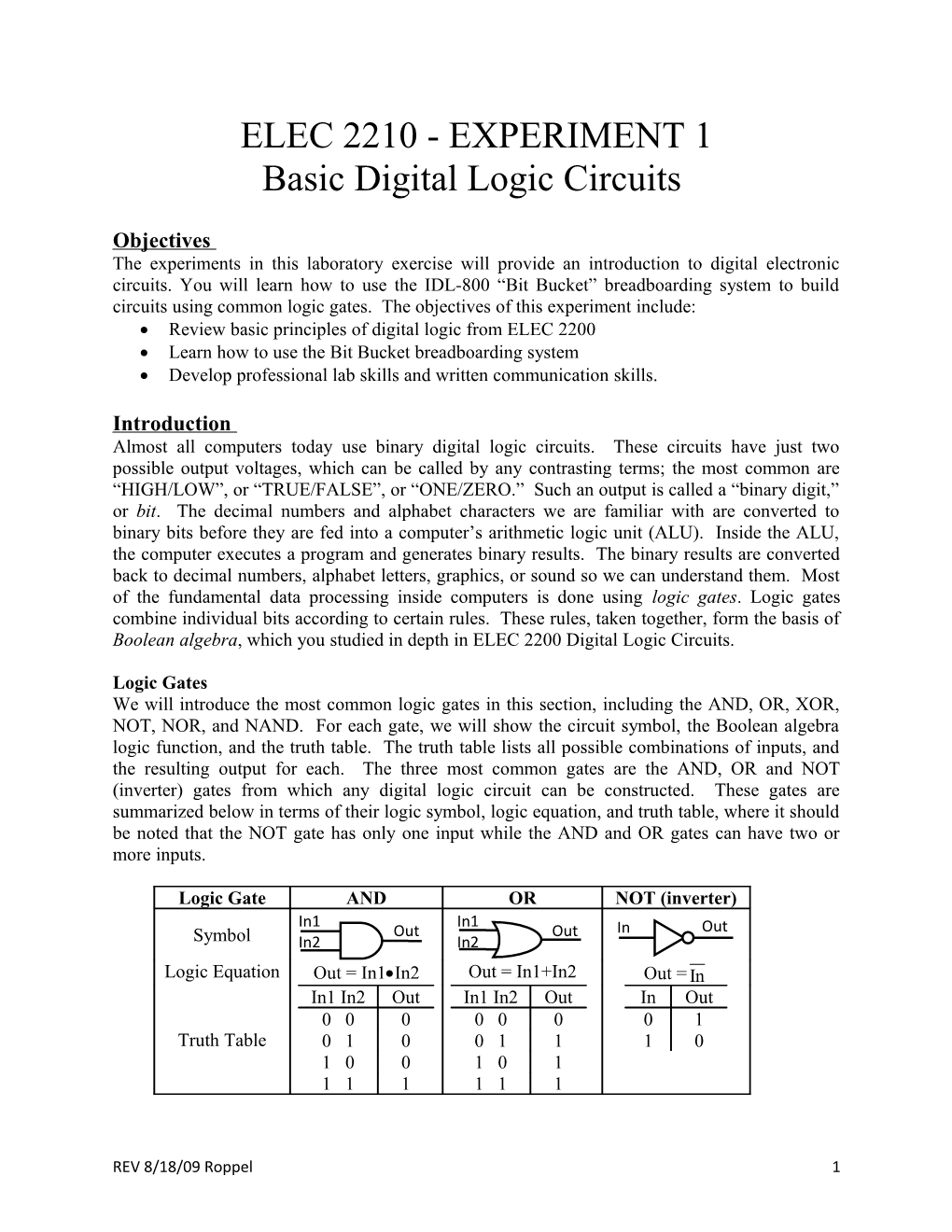 Basic Digital Logic Circuits
