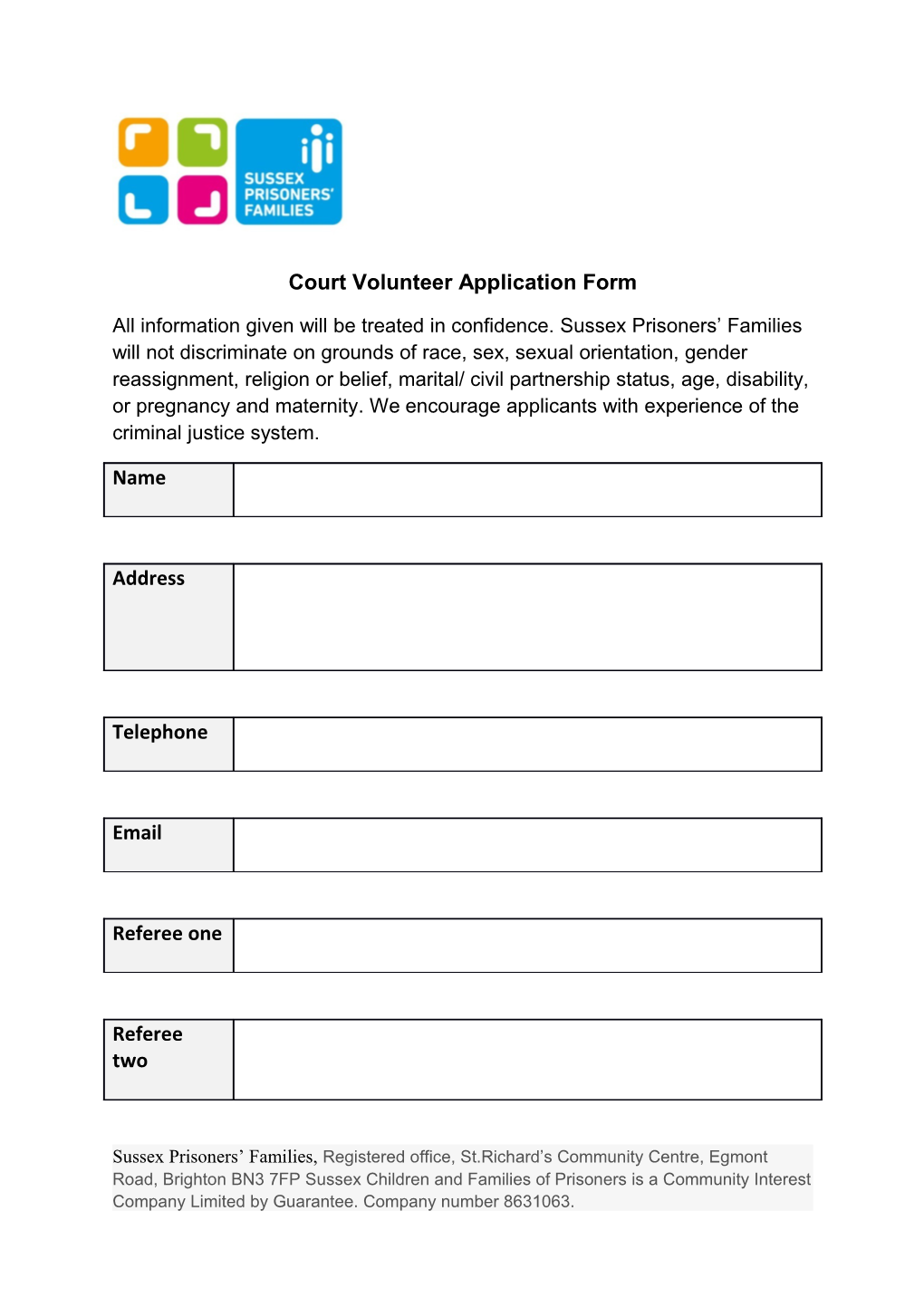 Court Volunteer Application Form