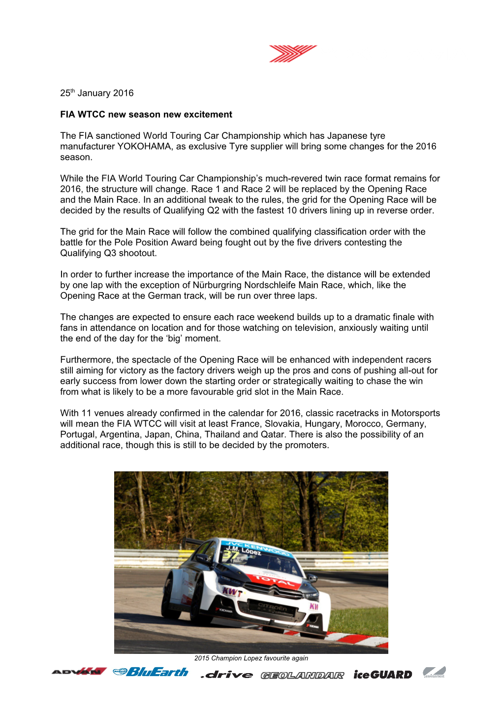 FIA WTCC New Season New Excitement