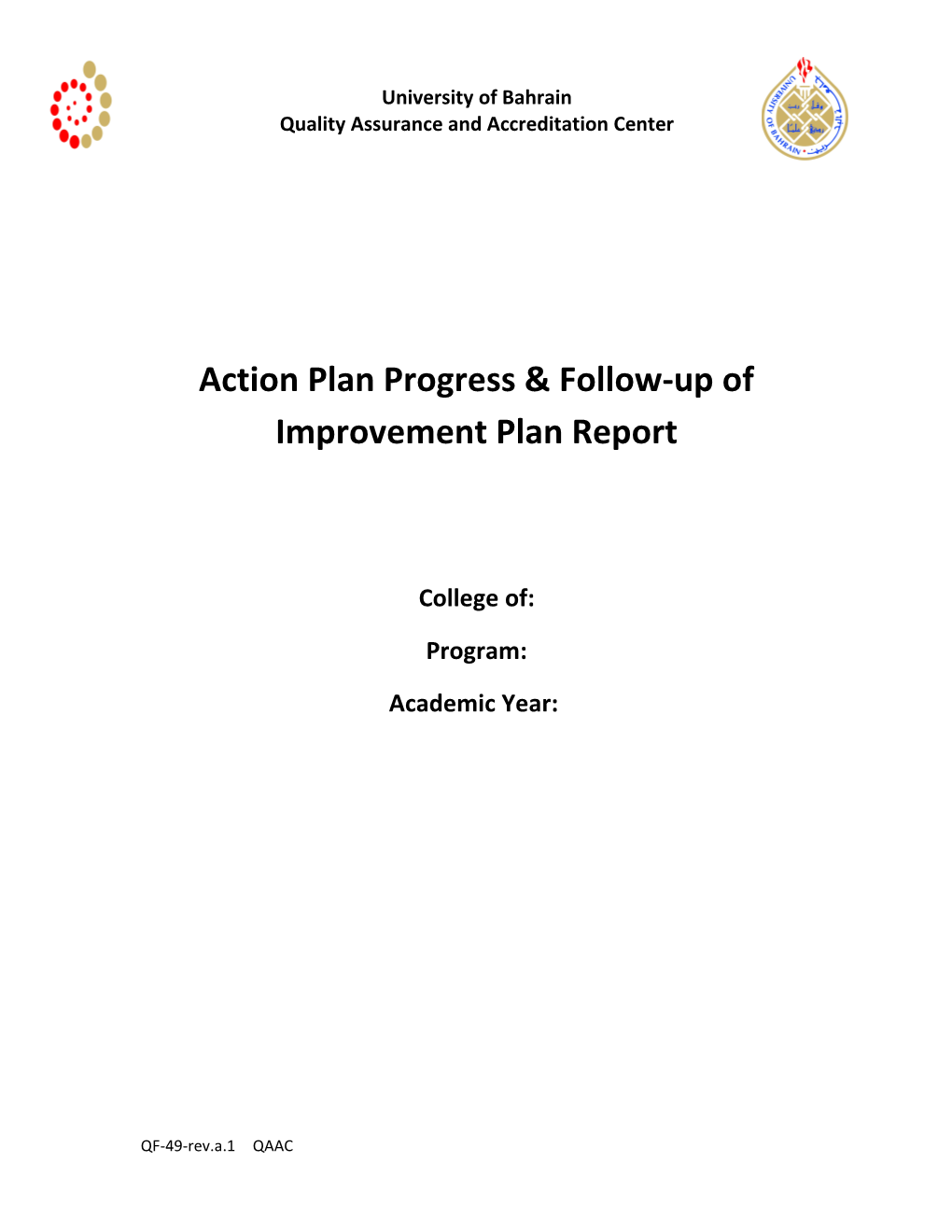 Action Plan Progress & Follow-Up of Improvement Plan Report