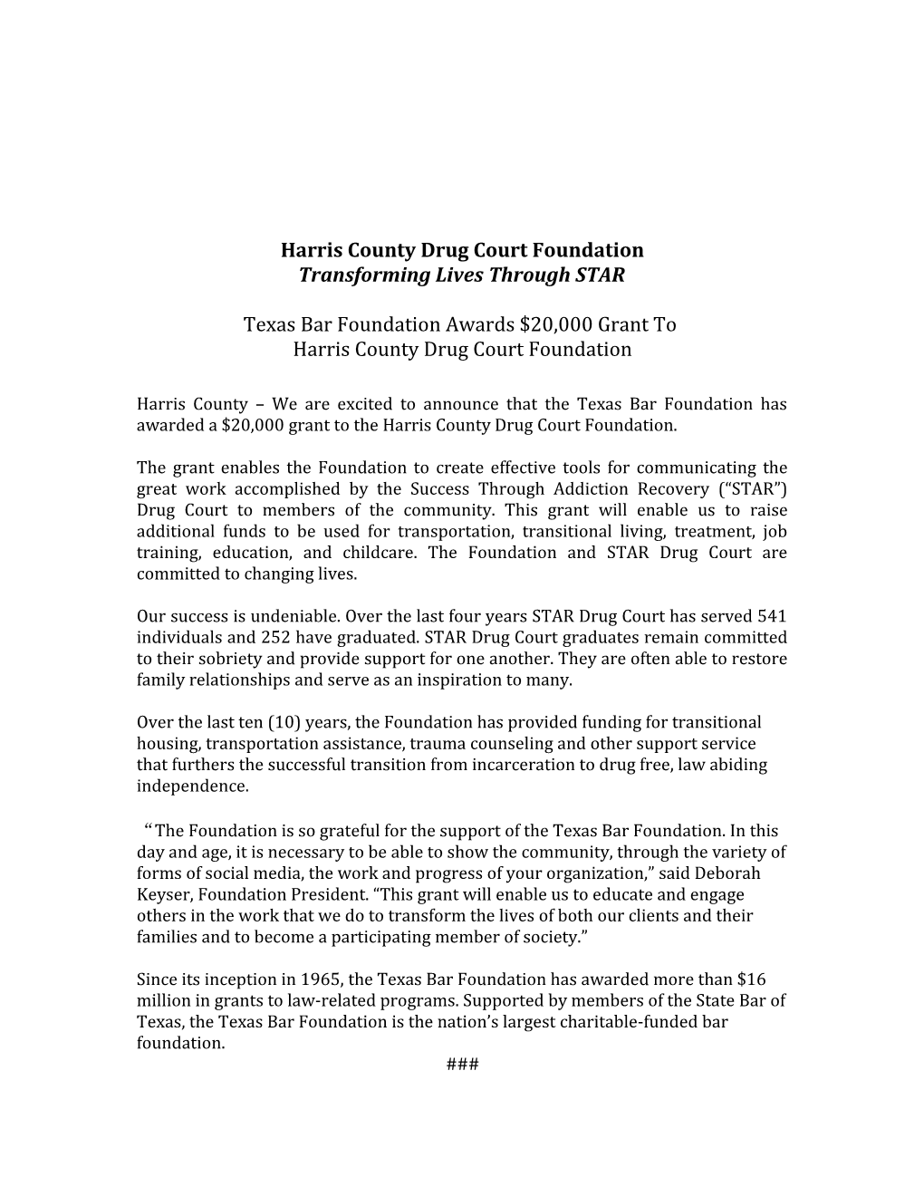 Harris County Drug Court Foundation