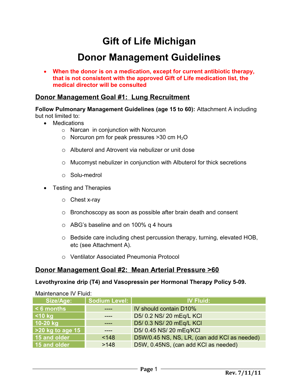 Donor Management Guidelines 7-11-11 from Gift of Life Michigan