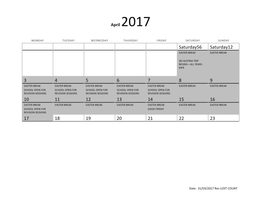 Date: 31/03/2017 Rev LOST COUNT