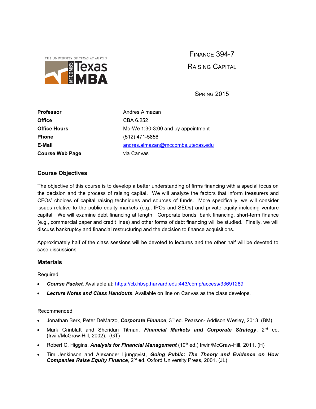 MBA Core Course Template