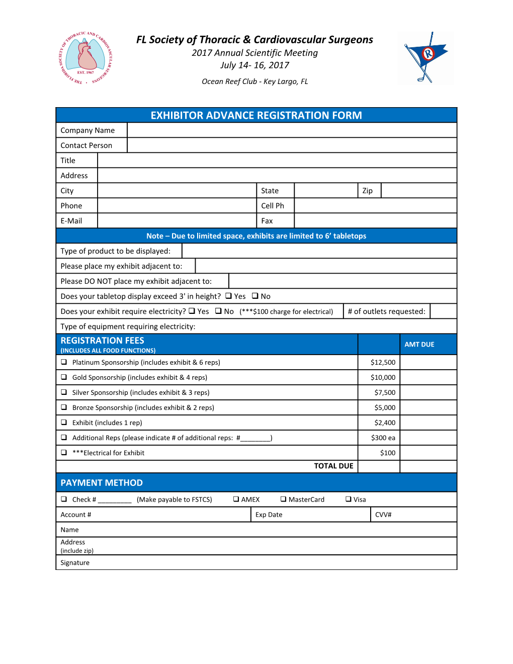 FSTCS 2018 Annual Meeting Exhibitor Registration