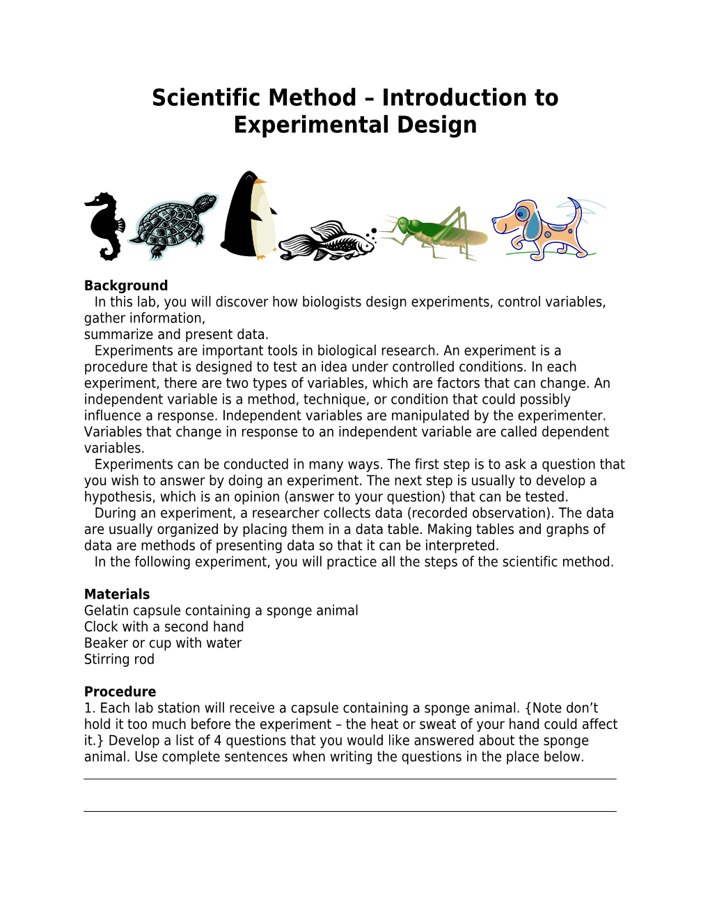 Scientific Method Introduction to Experimental Design