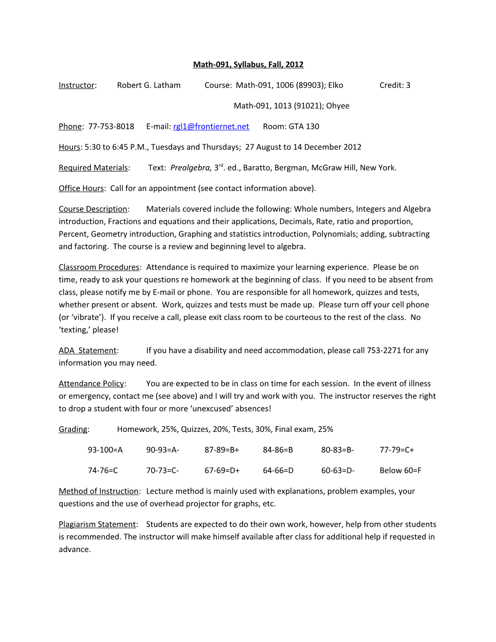 Math-091, Syllabus, Fall, 2012