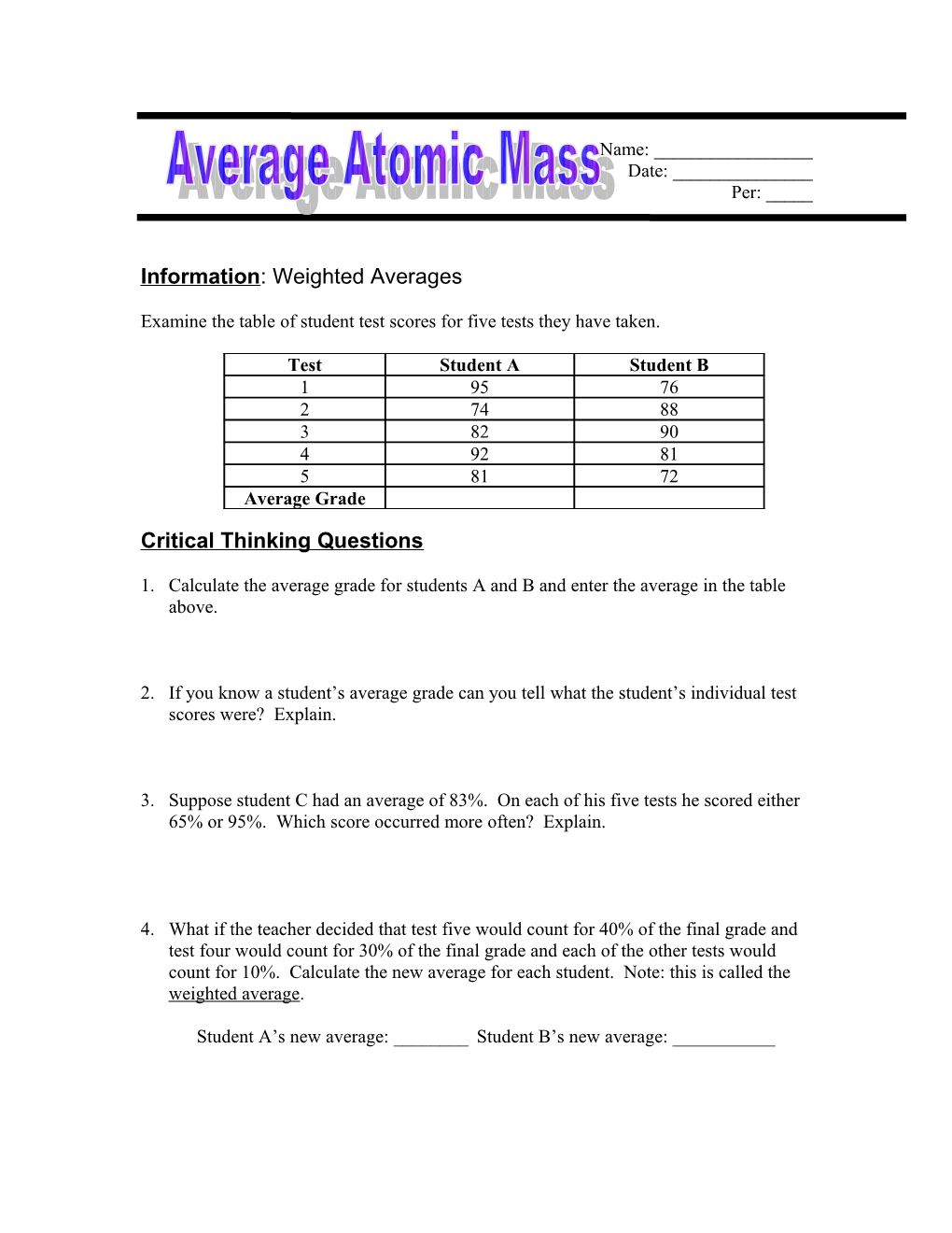 Information: Weighted Averages