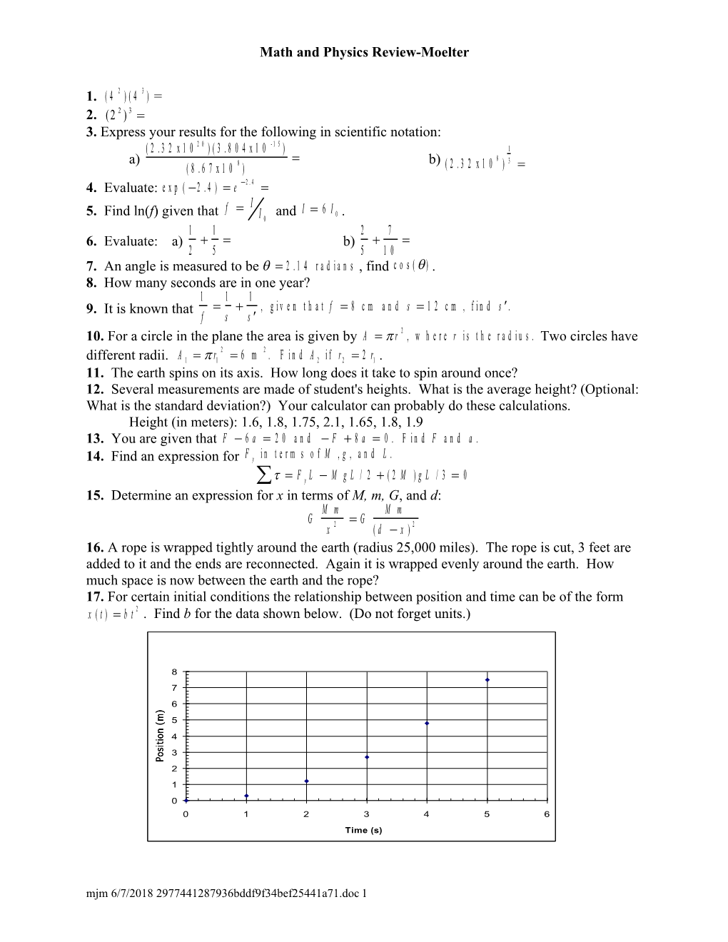 Math and Physics Review-Moelter