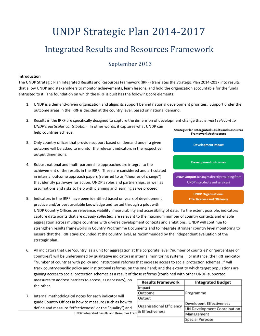 Integrated Results and Resources Framework