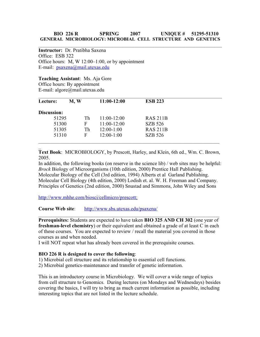 General Microbiology: Microbial Cell Structure and Genetics