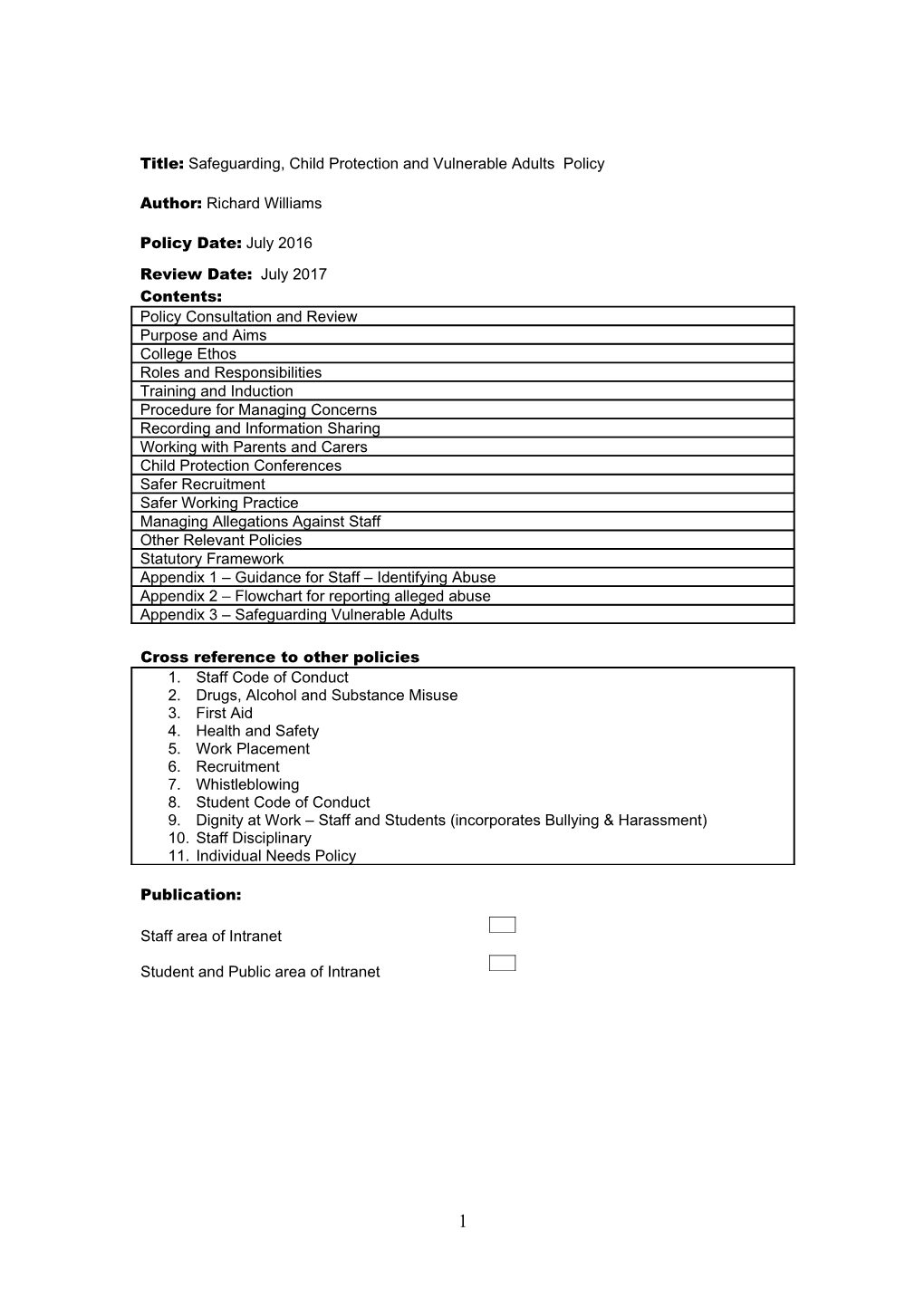 Safeguarding and Child Protection Policy