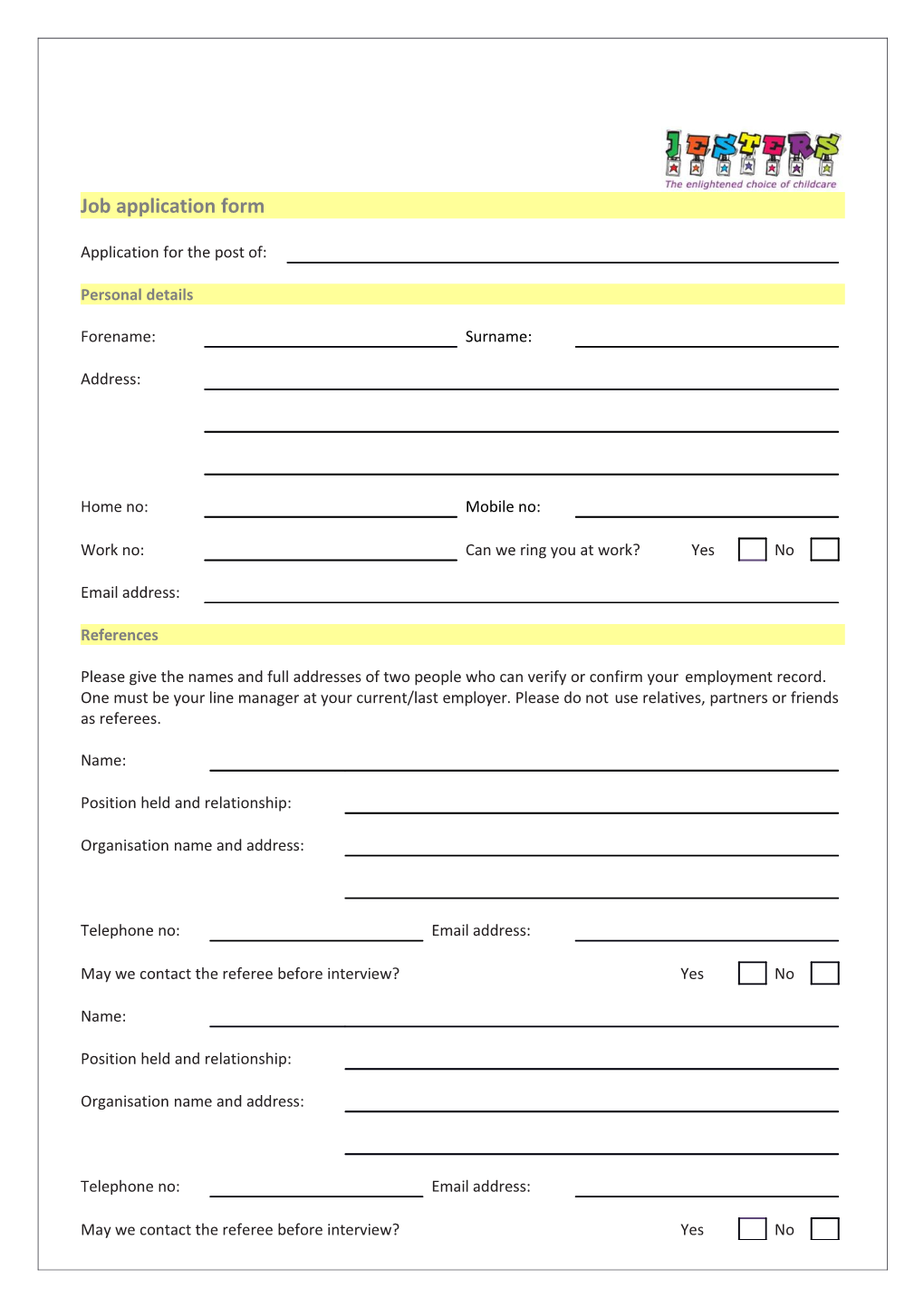 Job Application Form s11