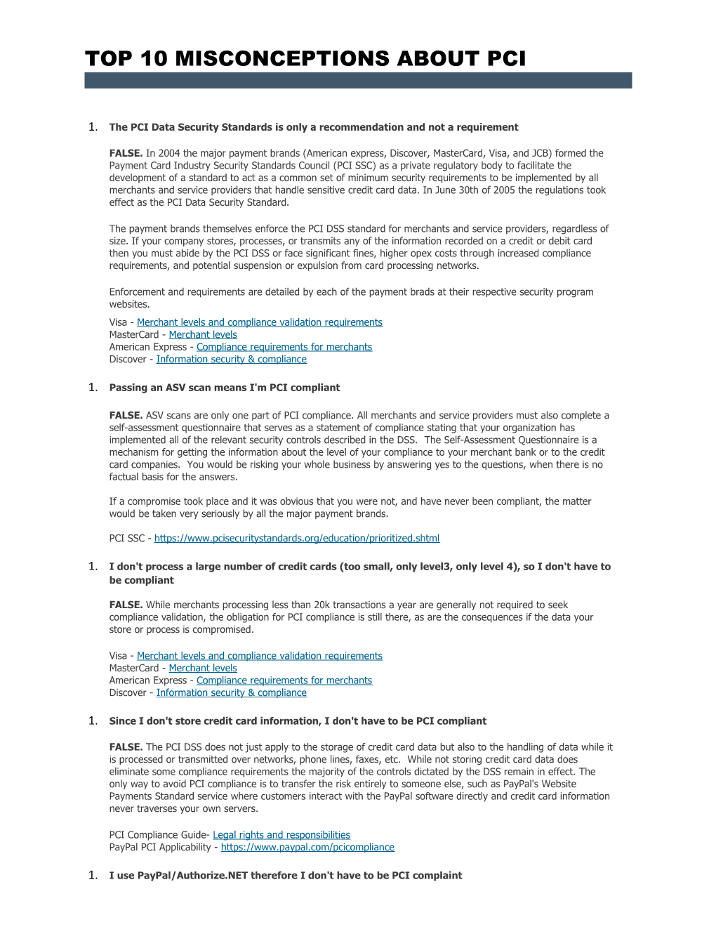 Top 10 Misconceptions About Pci