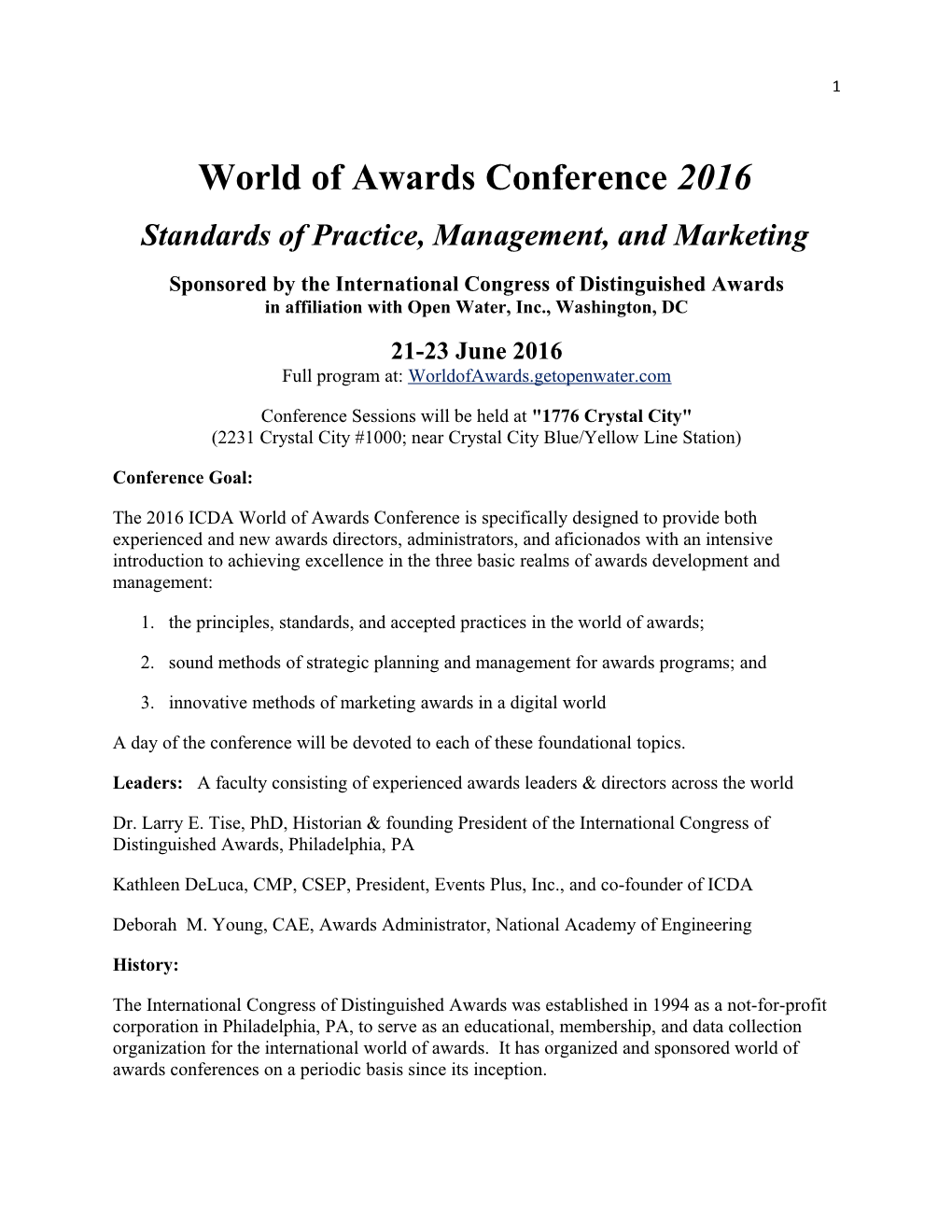 World of Awards Conference 2016