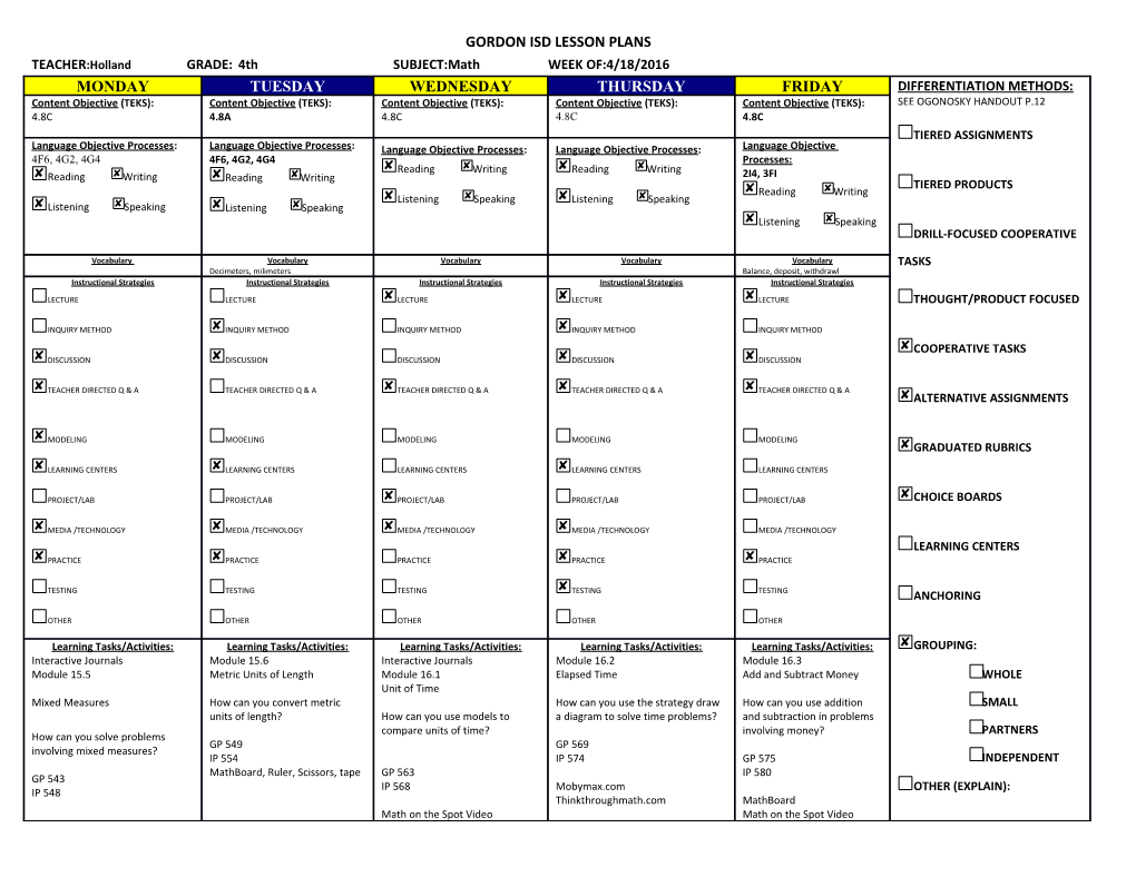 Gordon Isd Lesson Plans s1