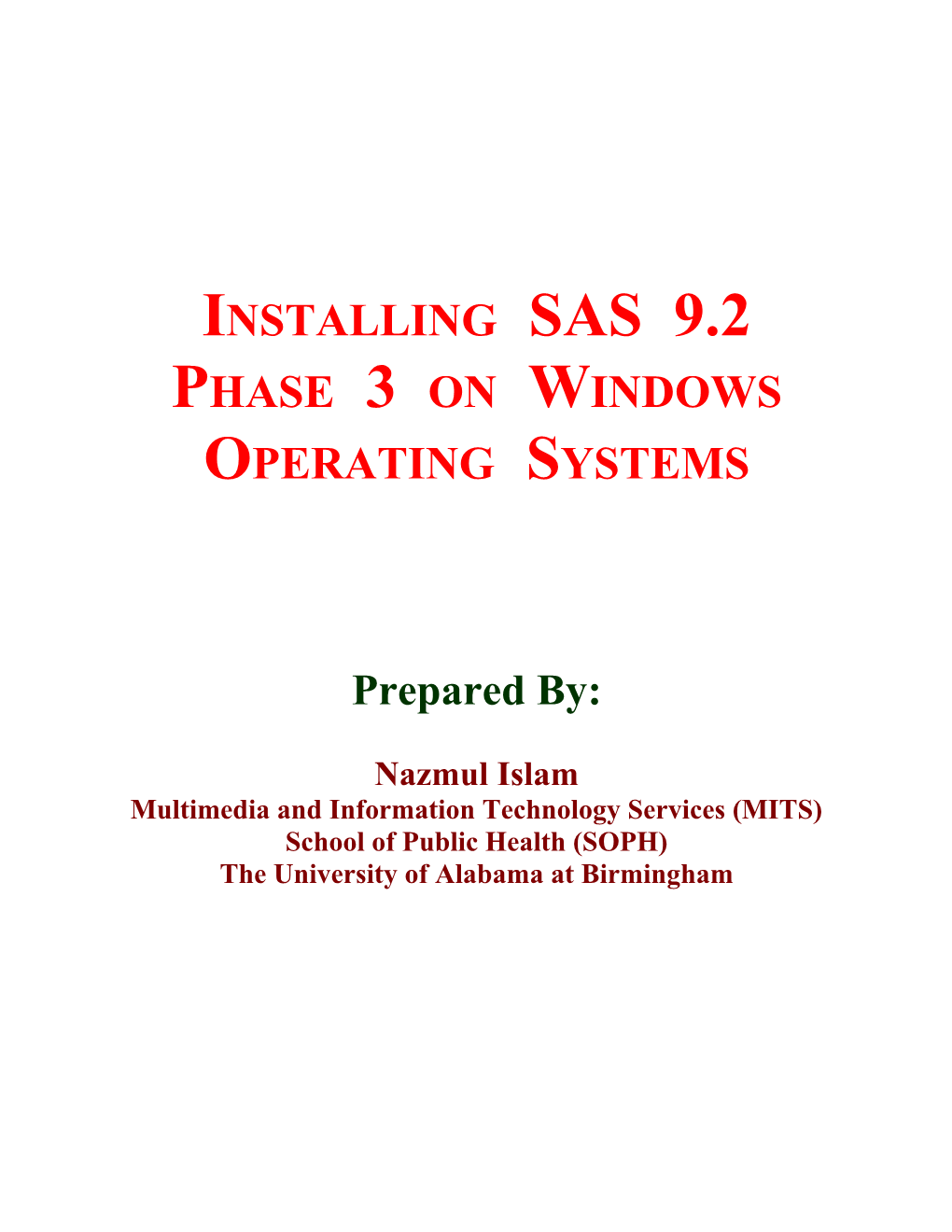 Installing SAS Version 9