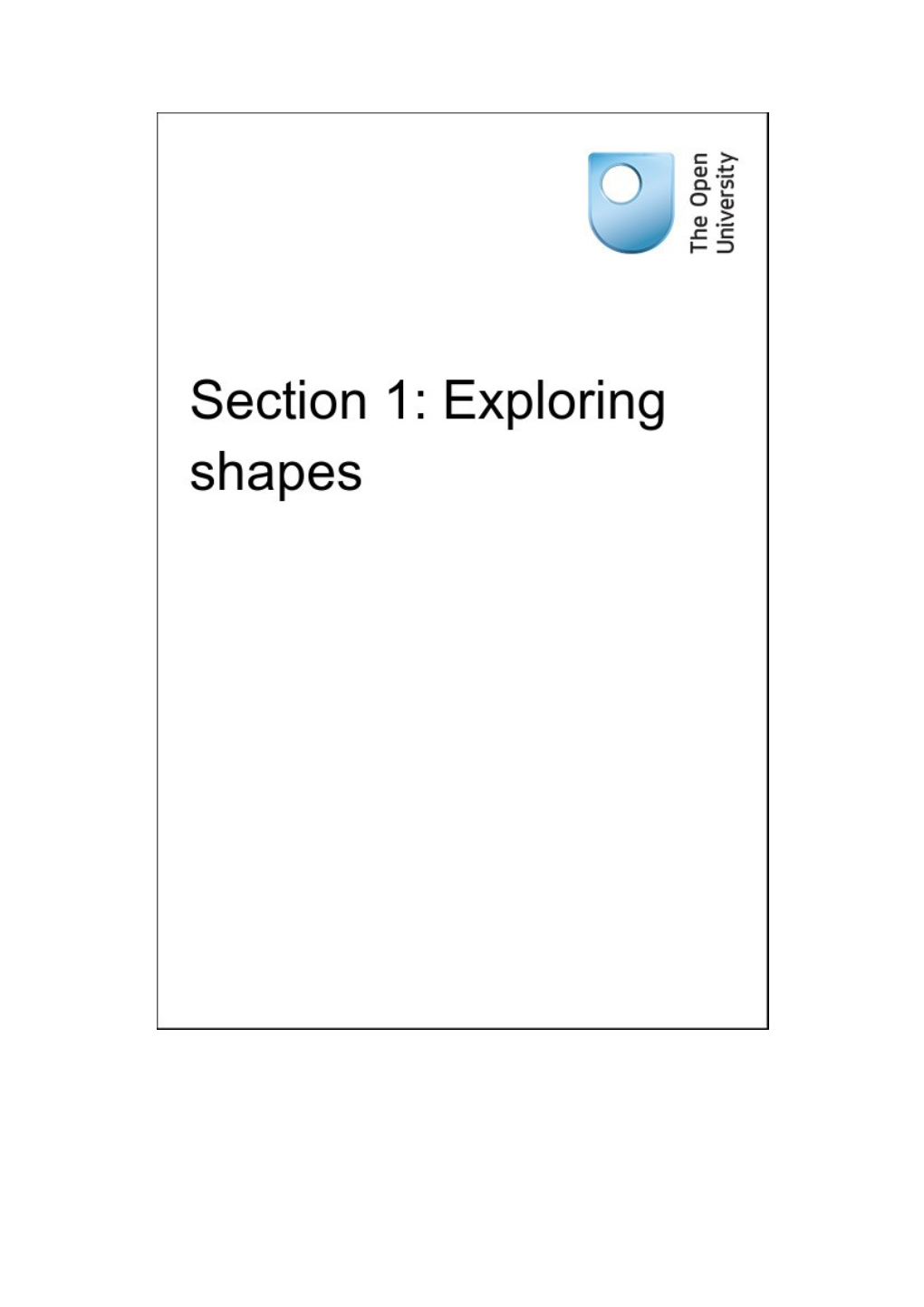 Section 1: Exploring Shapes