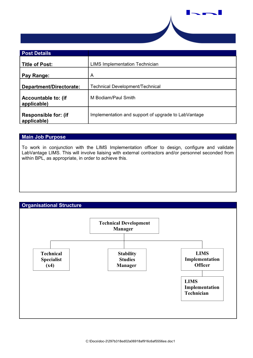 LIMS Implementation Technician