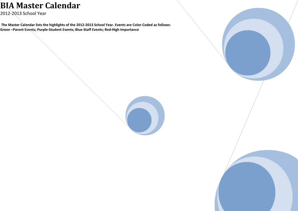 BIA Master Calendar