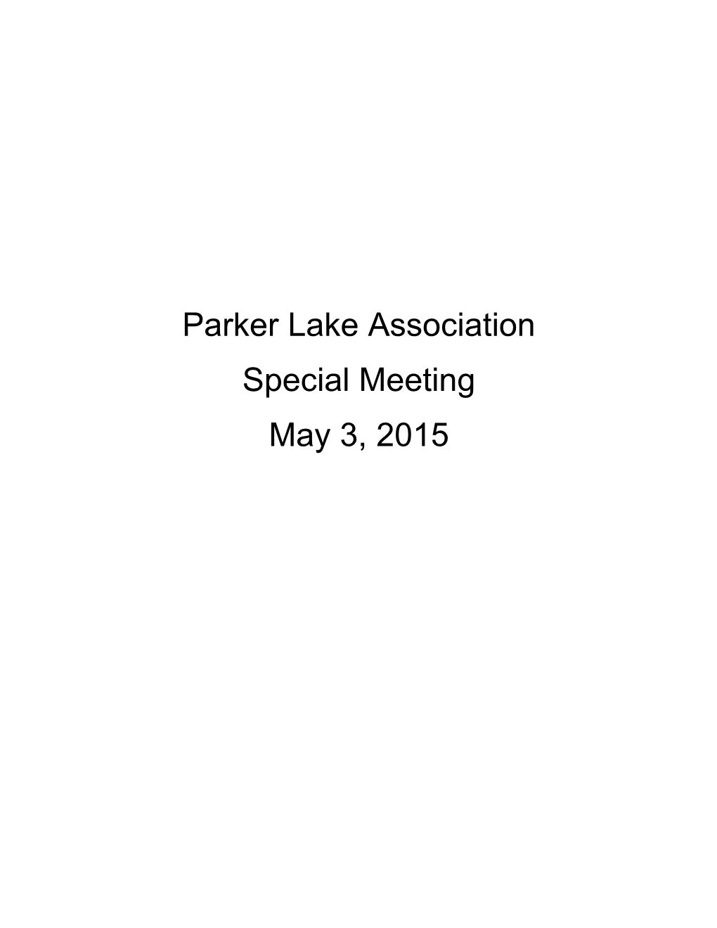 Parker Lake Association