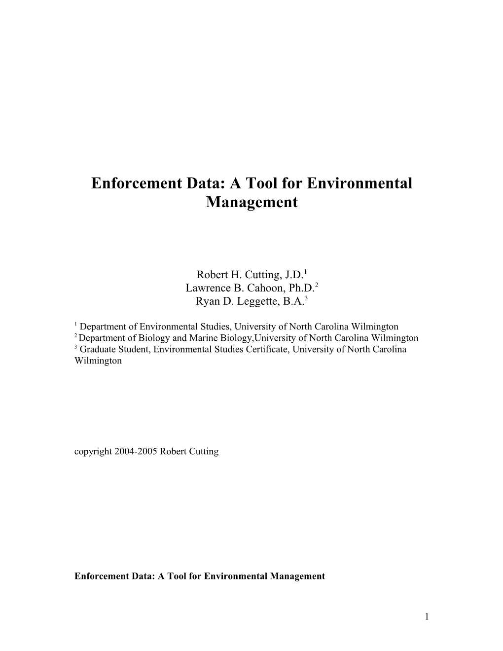 Enforcement Data: a Tool for Pollution Control