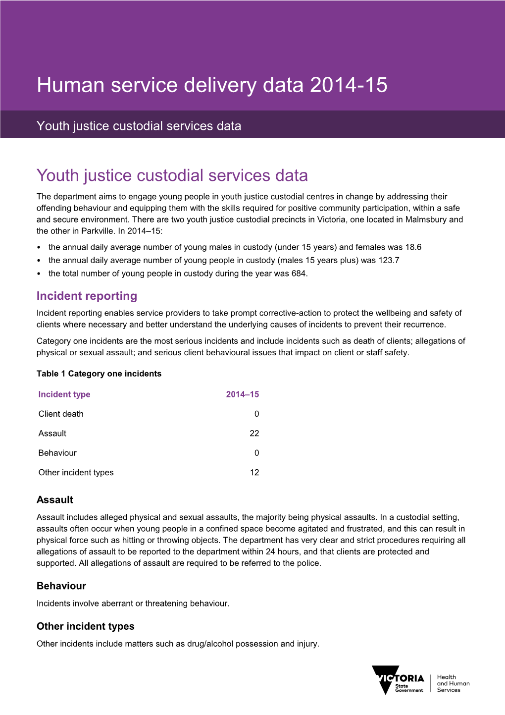 Human Service Delivery Data 2014-15