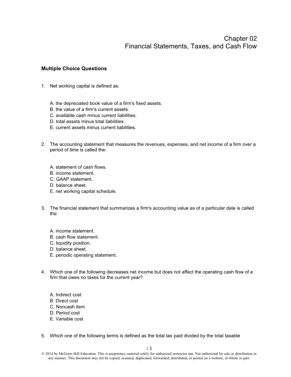 Financial Statements, Taxes, and Cash Flow