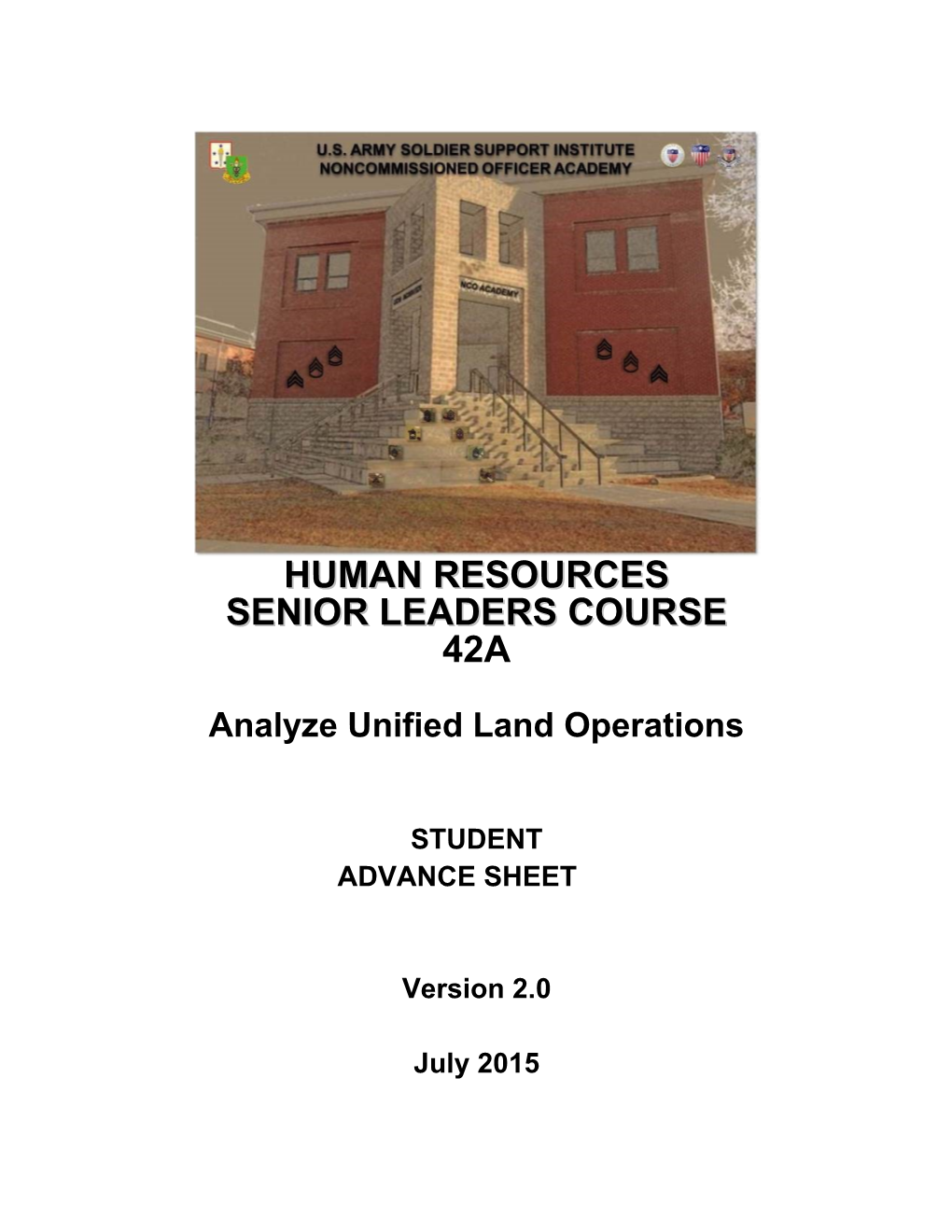 Analyze Unified Land Operations Advance Sheet